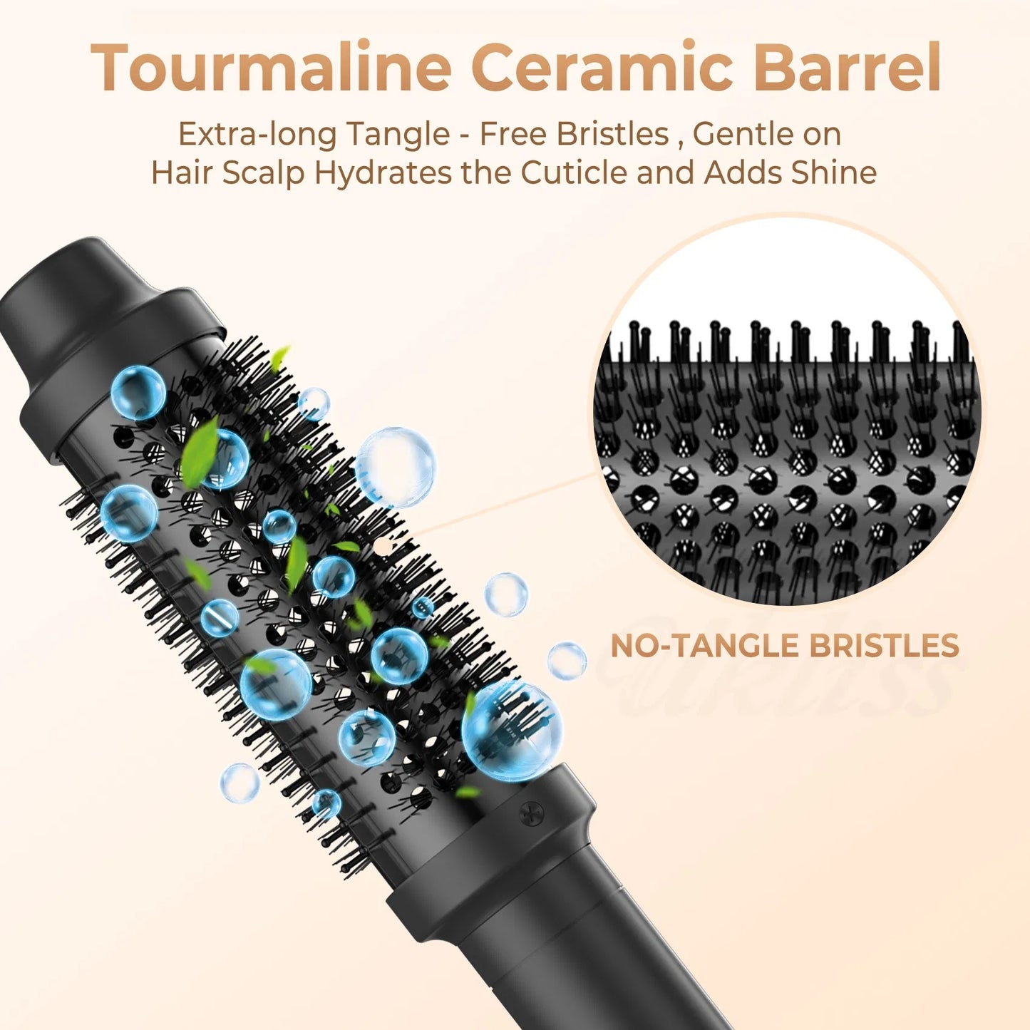 Thermal Brush,1.5 In Ionic Heated Round Brush Makes Hair Smoother, 110-240V 30S Fast Heating 5 Temperatures - Black