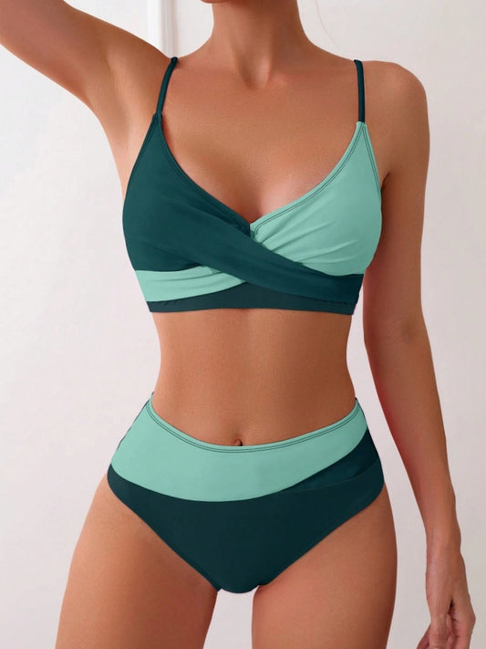 Women's Two-piece Casual Swimsuit P229 Green