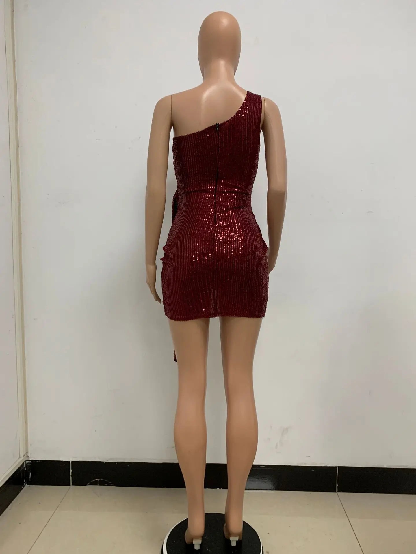 sexy women's dress summer pleat one shoulder sequin birthday evening dresses woman elegant party dresses cocktail prom dress X99