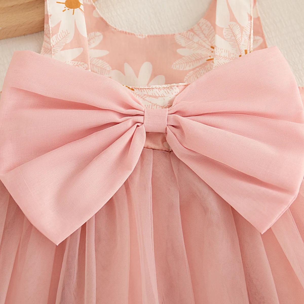 Baby Girl Dress Summer Bow And Daisy Pattern Halter Puffy Casual Girl Kid's Dress Cute Beach Baby Girls Princess Dresses