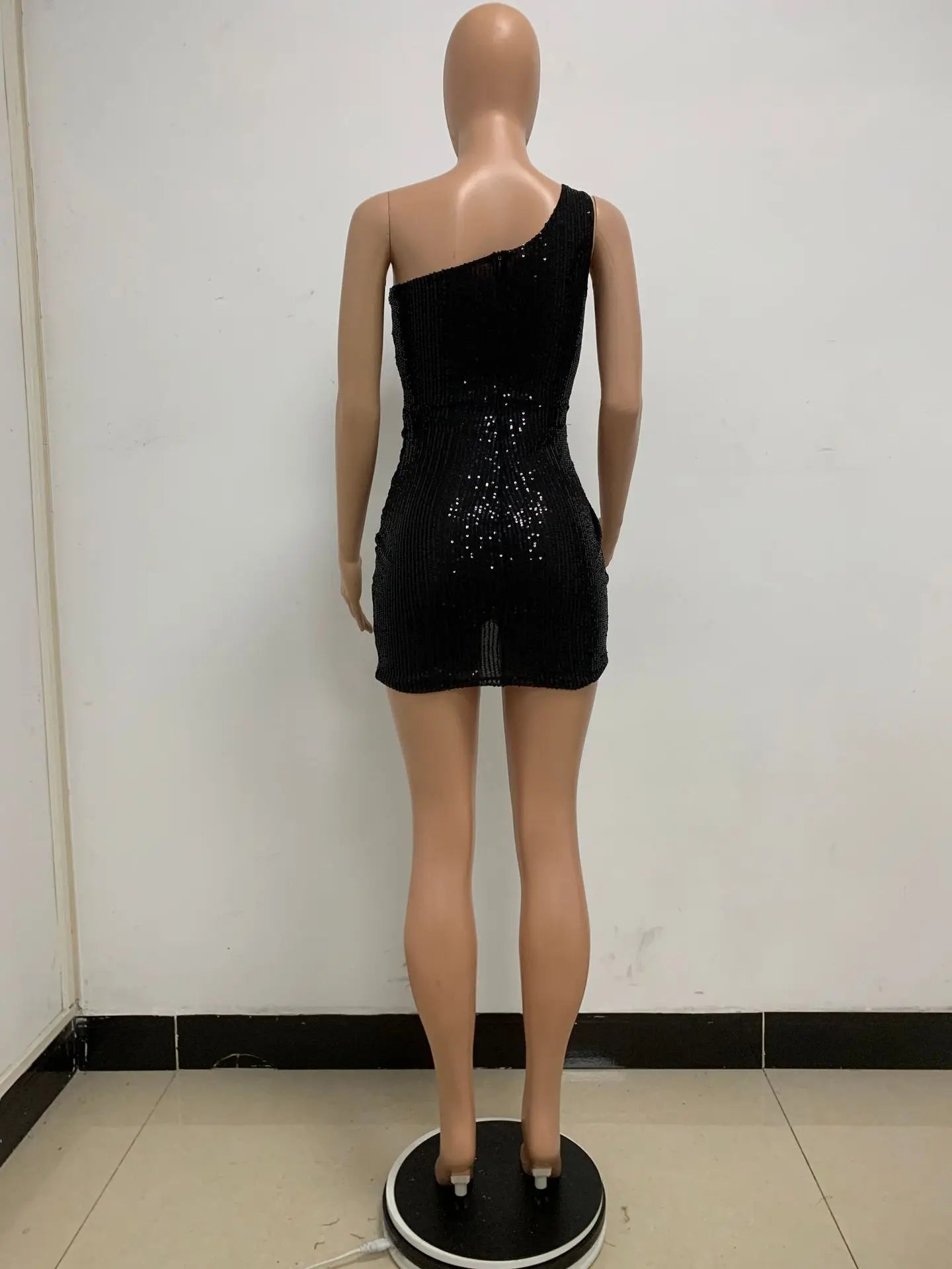 sexy women's dress summer pleat one shoulder sequin birthday evening dresses woman elegant party dresses cocktail prom dress X99