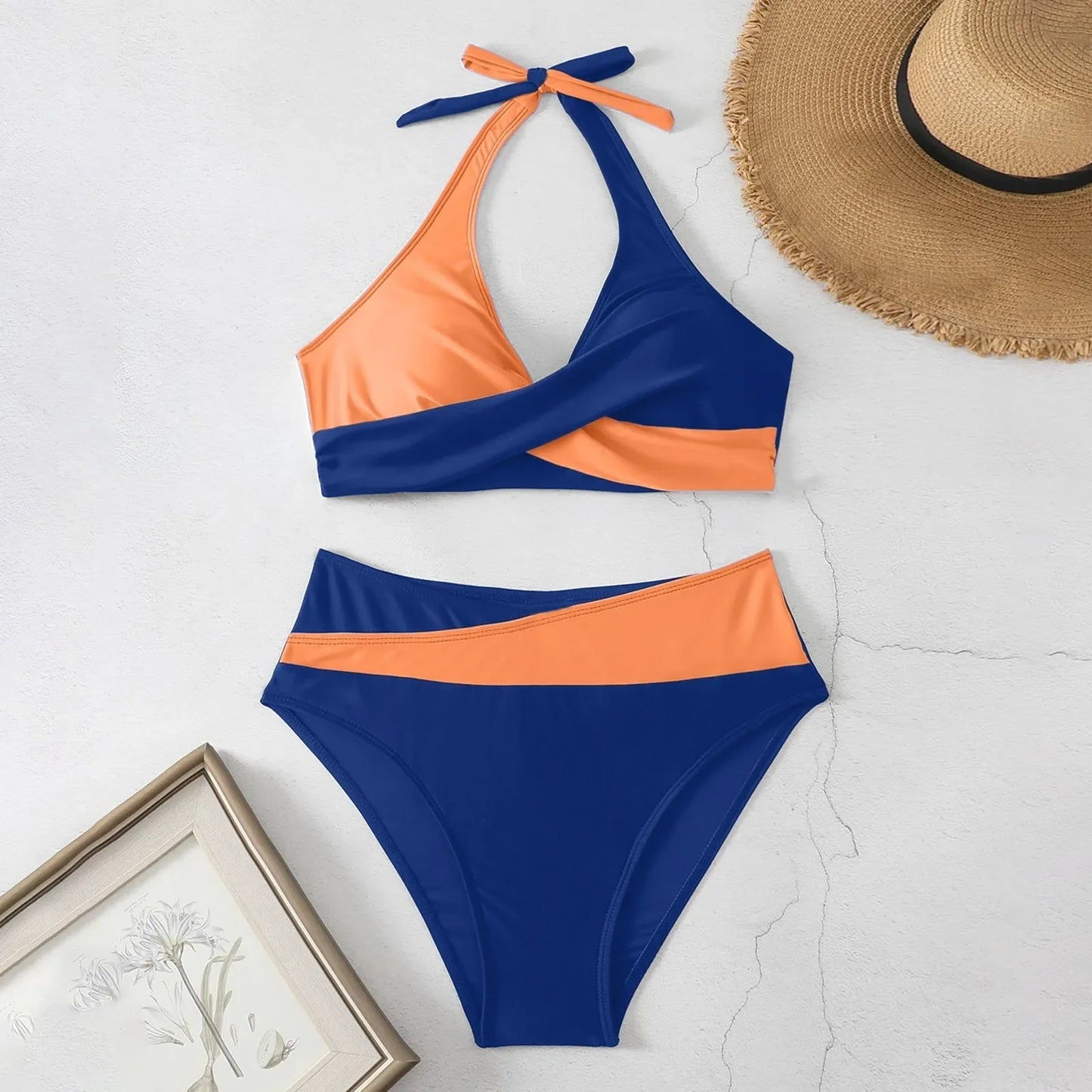 Sexy Cross Chest Strap Bikini New Soft Bag Shoulder Women's Swimming Suit Beach Fashion Color Block Summer Swimwear
