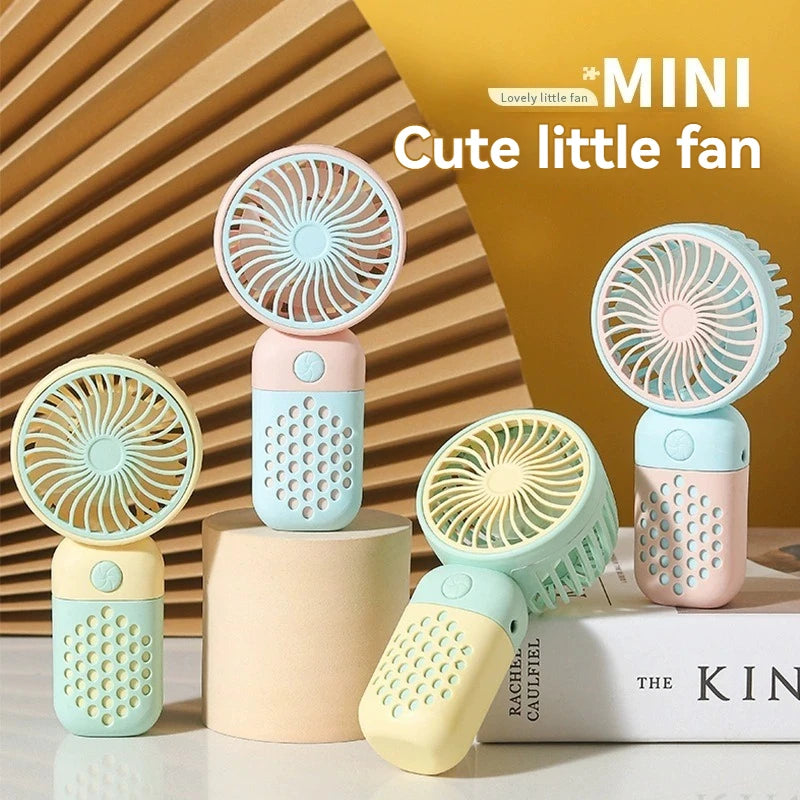 2025 New Handheld Charging Fan Cartoon Cute Small Student Charging Small Fan Portable Mini USB Fan Mini Pocket