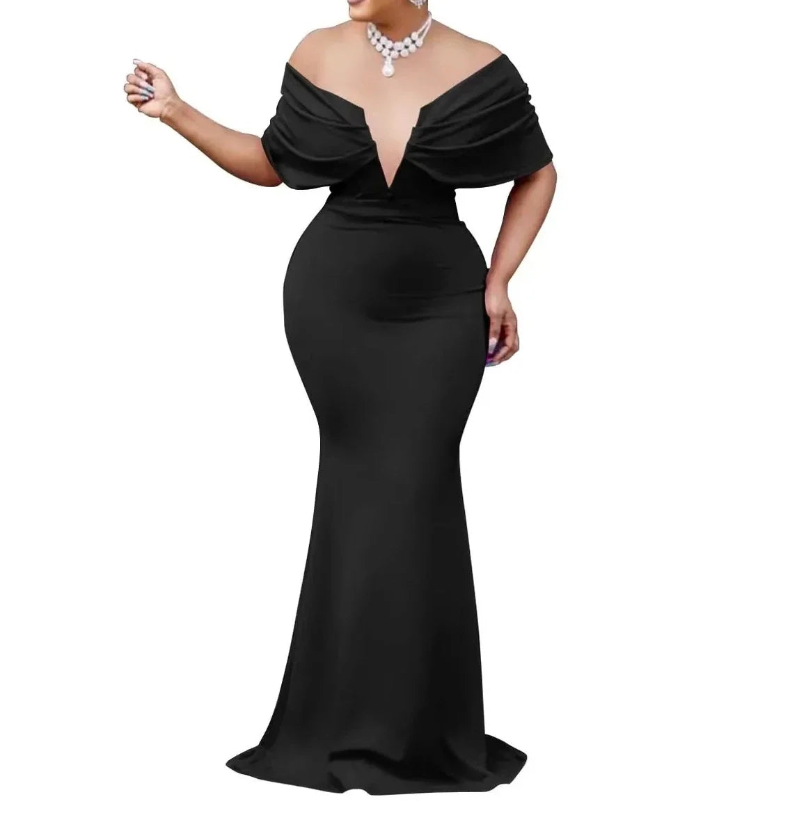 Women V-neck Off The Shoulder Elegant Party Dresses Woman Sleeveless Bodycon Maxi Dress Evening Vestidos Sexy Long Dresses HW198