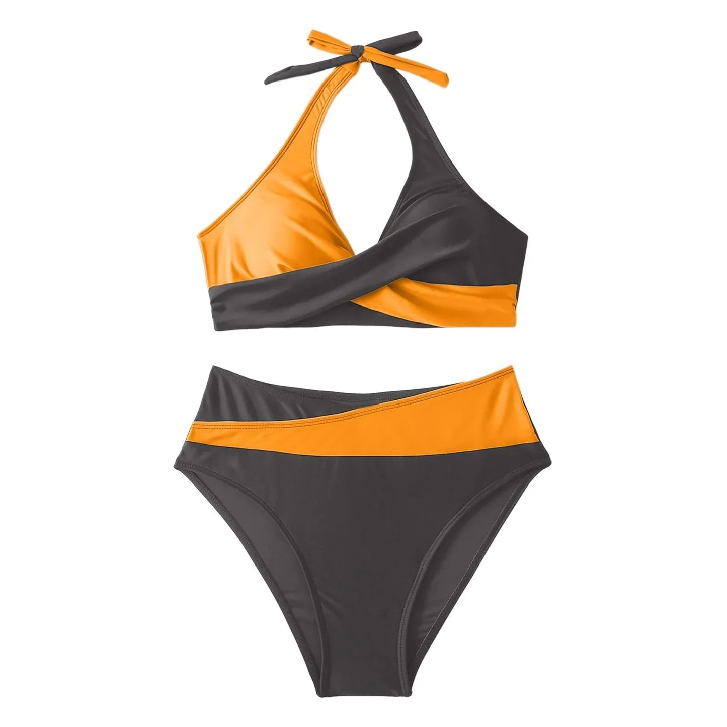 Sexy Cross Chest Strap Bikini New Soft Bag Shoulder Women's Swimming Suit Beach Fashion Color Block Summer Swimwear