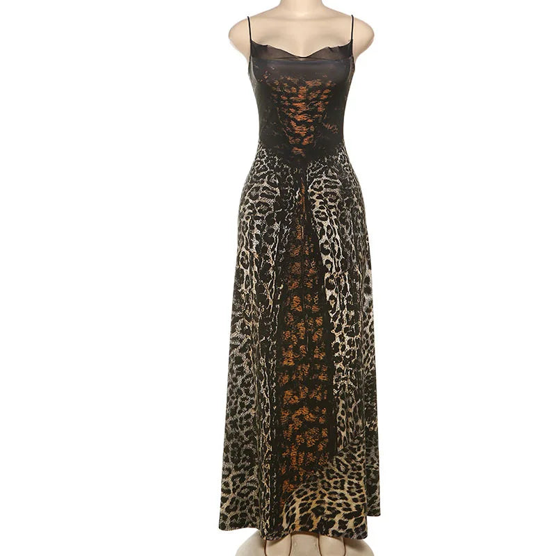 CM.YAYA 2025 Summer Elegant Sleeveless Leopard Print Strapless Floor-Length Long Women Dress Beach Party Evening Sexy Dresses