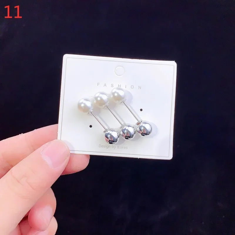 6PCS Brooch Set Big Beads Fashion Clothing Brooches for Women Pearl Lapel Pin Sweater Dress Brooch Pins Badge Buckle Accessories