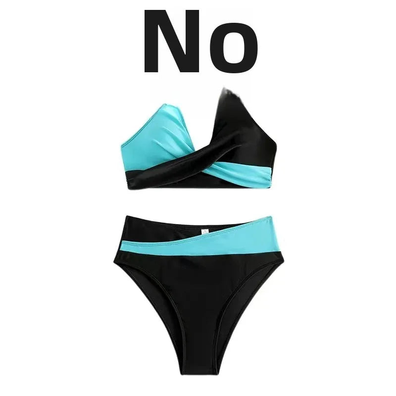 Sexy Cross Chest Strap Bikini New Soft Bag Shoulder Women's Swimming Suit Beach Fashion Color Block Summer Swimwear