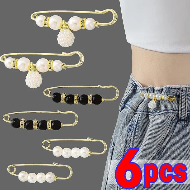 6PCS Brooch Set Big Beads Fashion Clothing Brooches for Women Pearl Lapel Pin Sweater Dress Brooch Pins Badge Buckle Accessories