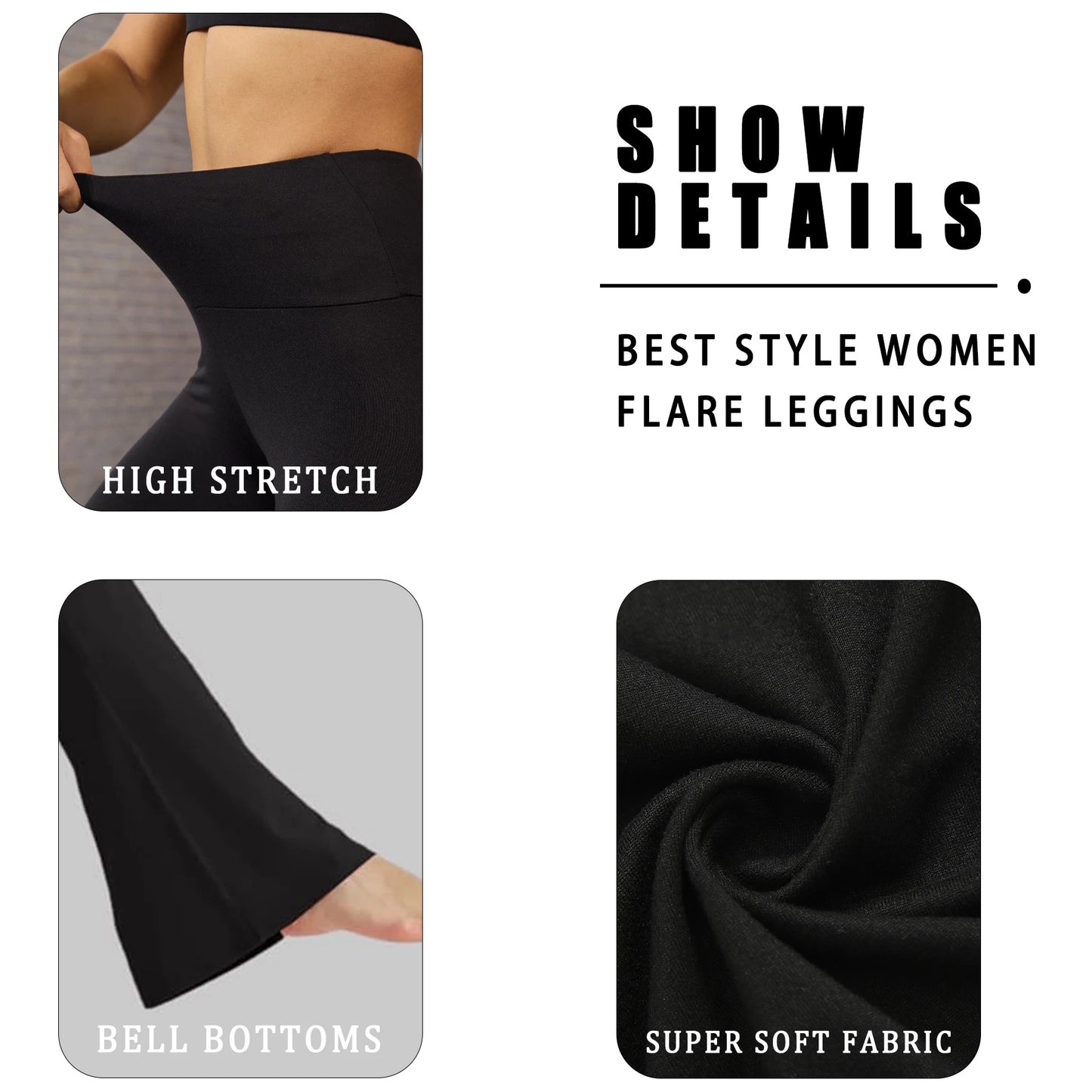 5 Pack Women's Super Soft Flare Pants High Waisted Tummy Control Workout Yoga Push Up Gym Fitness Leggings Bell Bottoms