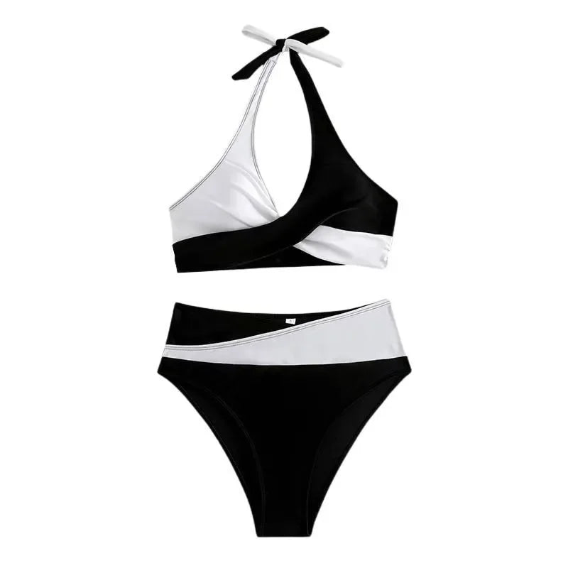 Sexy Cross Chest Strap Bikini New Soft Bag Shoulder Women's Swimming Suit Beach Fashion Color Block Summer Swimwear