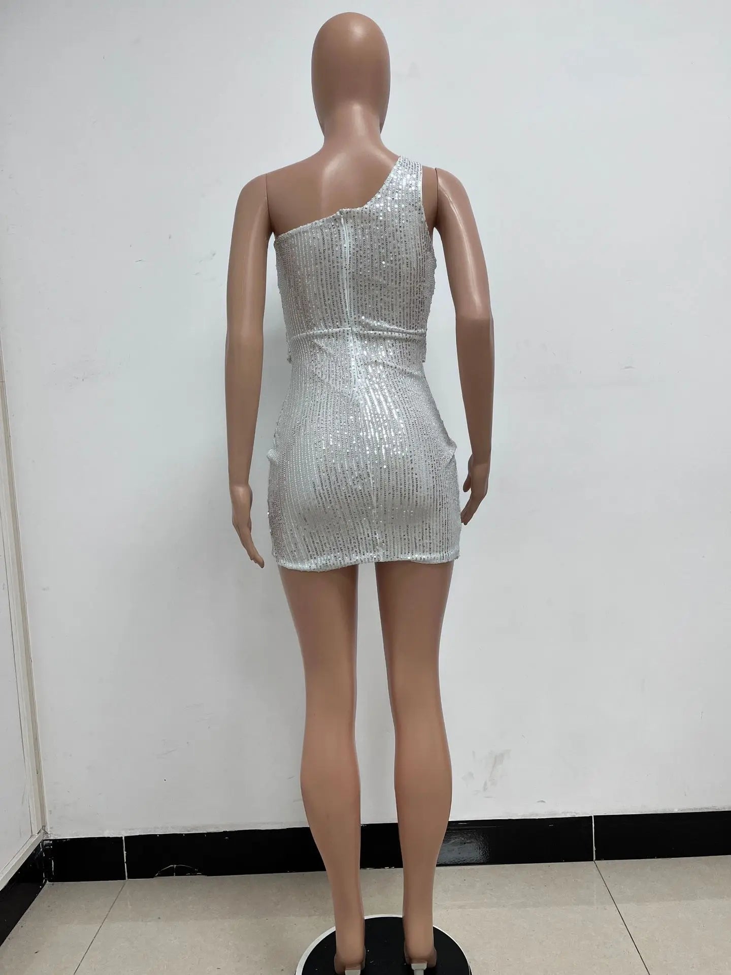 sexy women's dress summer pleat one shoulder sequin birthday evening dresses woman elegant party dresses cocktail prom dress X99