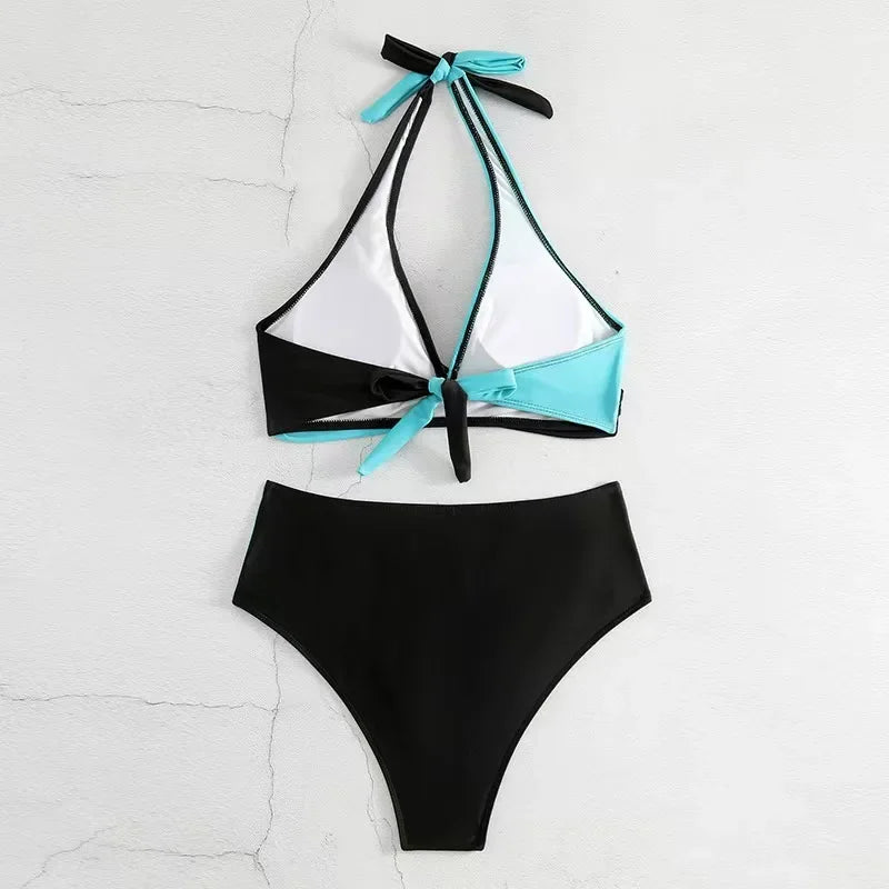 Sexy Cross Chest Strap Bikini New Soft Bag Shoulder Women's Swimming Suit Beach Fashion Color Block Summer Swimwear