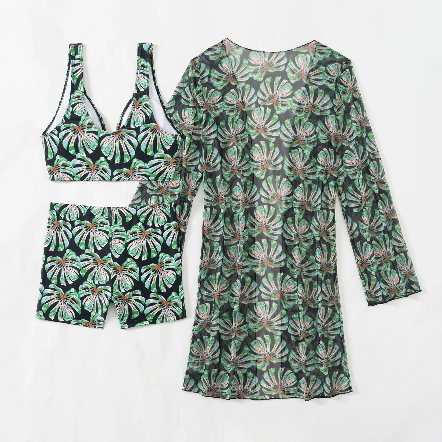 Summer Print Swimsuits Tankini Sets Female Swimwear Push Up For Beach Wear Three-Piece Bathing Suits Pool Women's Swimming Suit