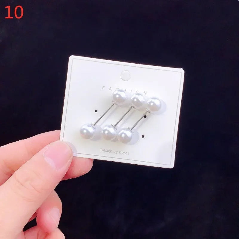 6PCS Brooch Set Big Beads Fashion Clothing Brooches for Women Pearl Lapel Pin Sweater Dress Brooch Pins Badge Buckle Accessories