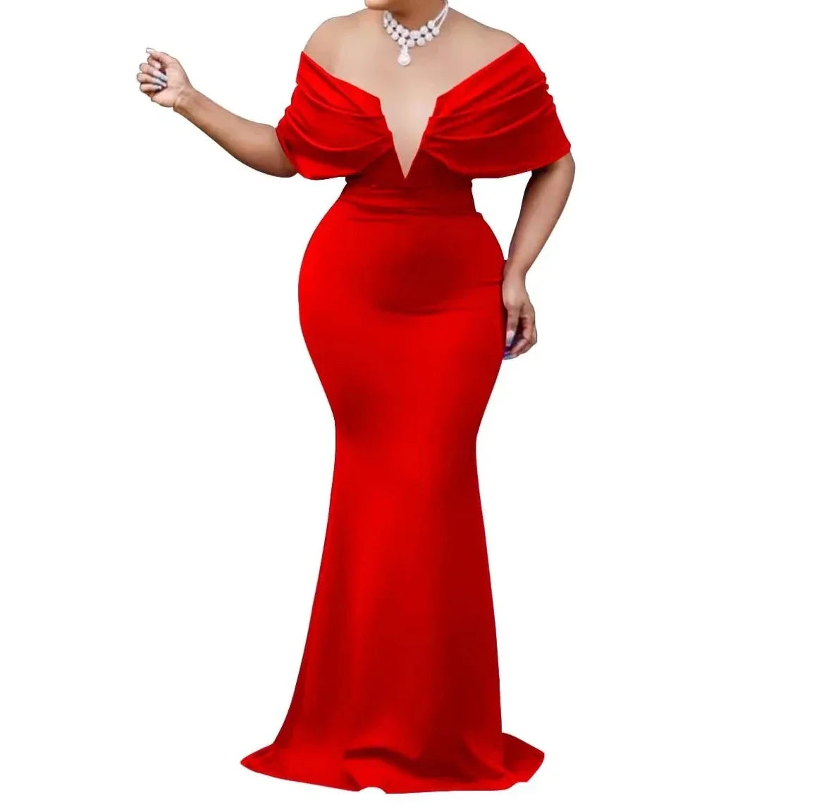 Women V-neck Off The Shoulder Elegant Party Dresses Woman Sleeveless Bodycon Maxi Dress Evening Vestidos Sexy Long Dresses HW198