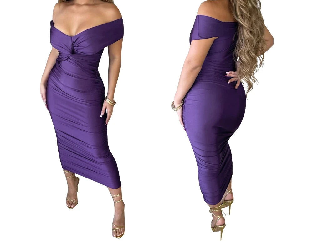 Women Evening Dresses V-neck Pleated Cocktail Elegant Party Dress Off The Shoulder Birthday Formal Prom Dresses XSY034 vestido