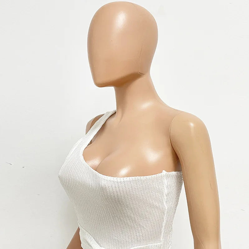 sexy women's dress summer pleat one shoulder sequin birthday evening dresses woman elegant party dresses cocktail prom dress X99