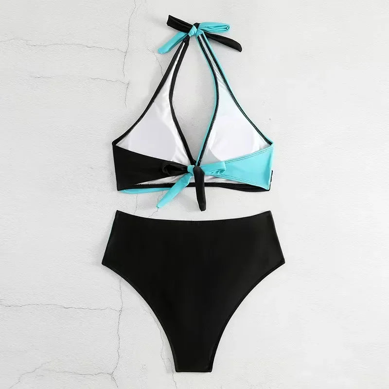 Sexy Cross Chest Strap Bikini New Soft Bag Shoulder Women's Swimming Suit Beach Fashion Color Block Summer Swimwear