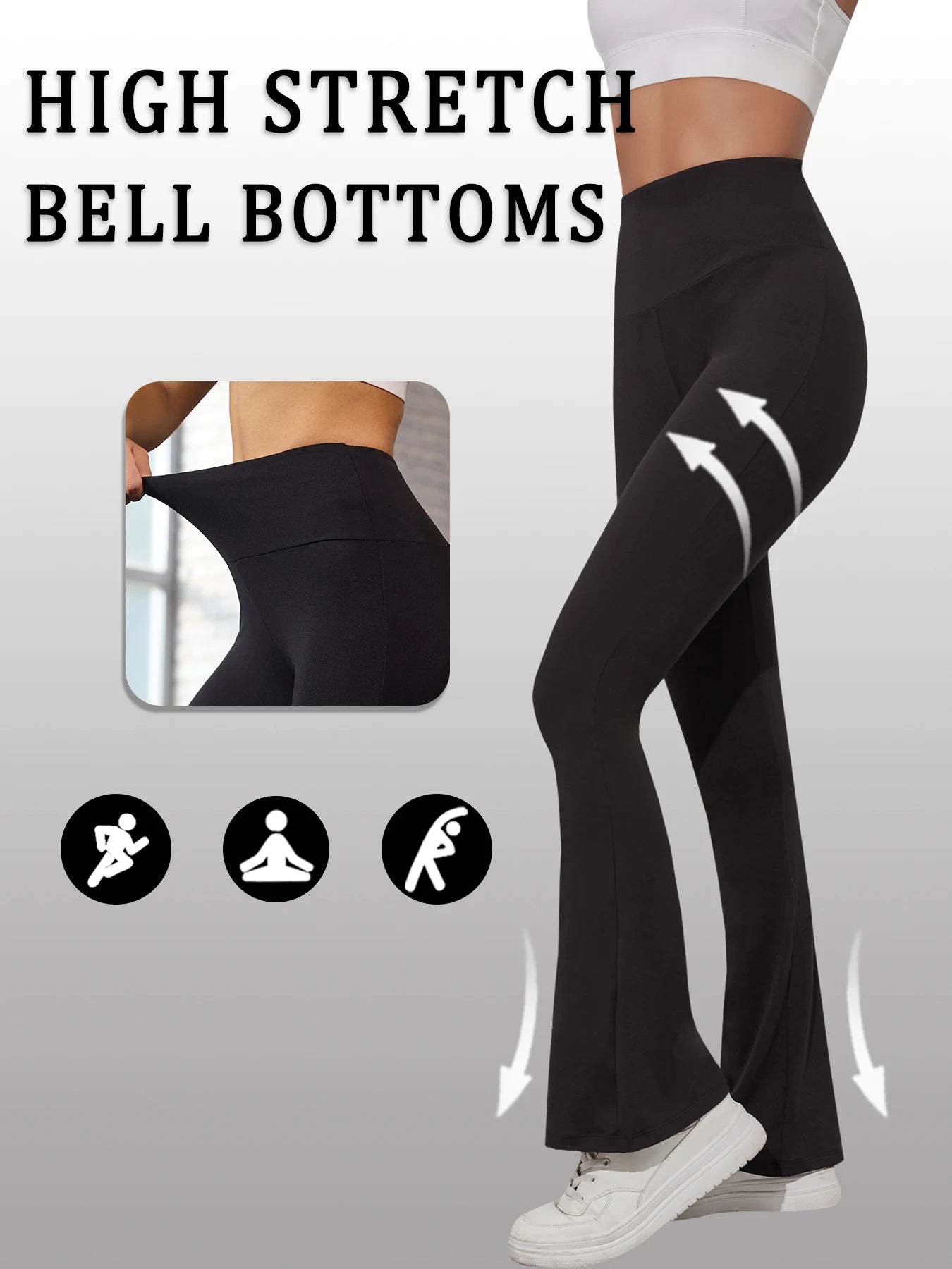 5 Pack Women's Super Soft Flare Pants High Waisted Tummy Control Workout Yoga Push Up Gym Fitness Leggings Bell Bottoms