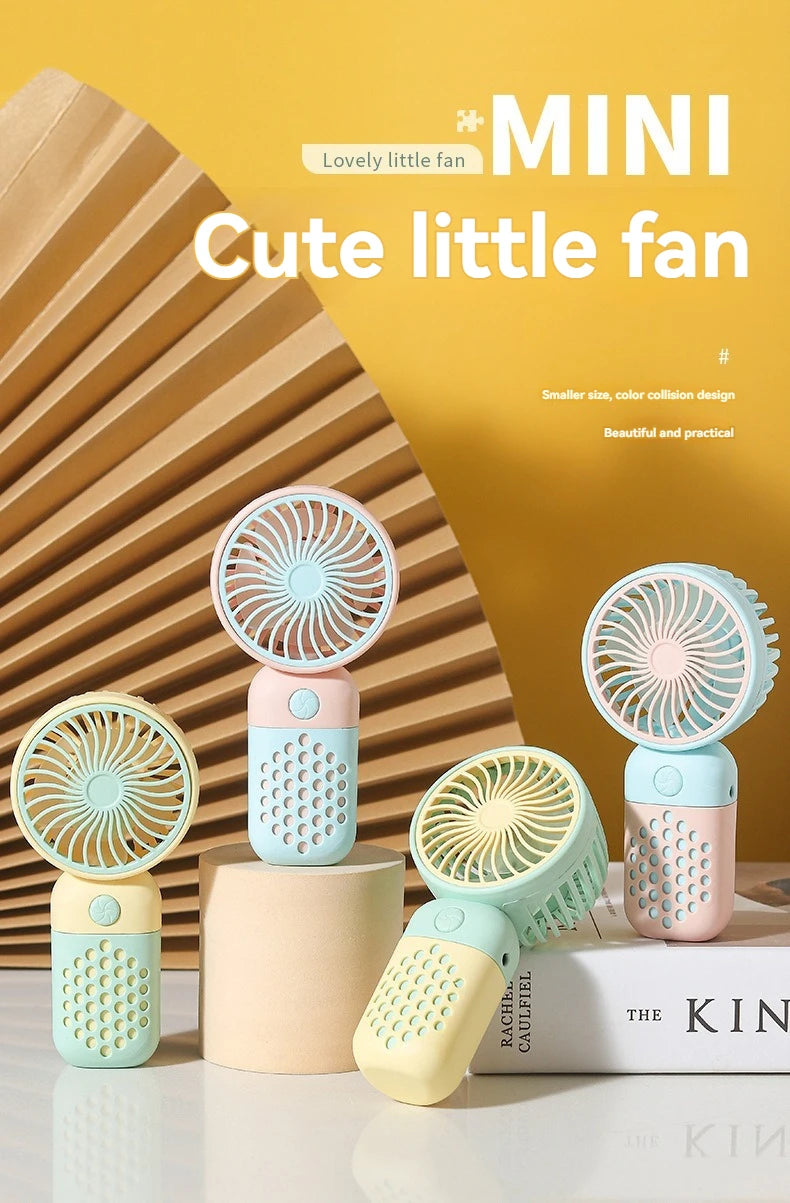 2025 New Handheld Charging Fan Cartoon Cute Small Student Charging Small Fan Portable Mini USB Fan Mini Pocket