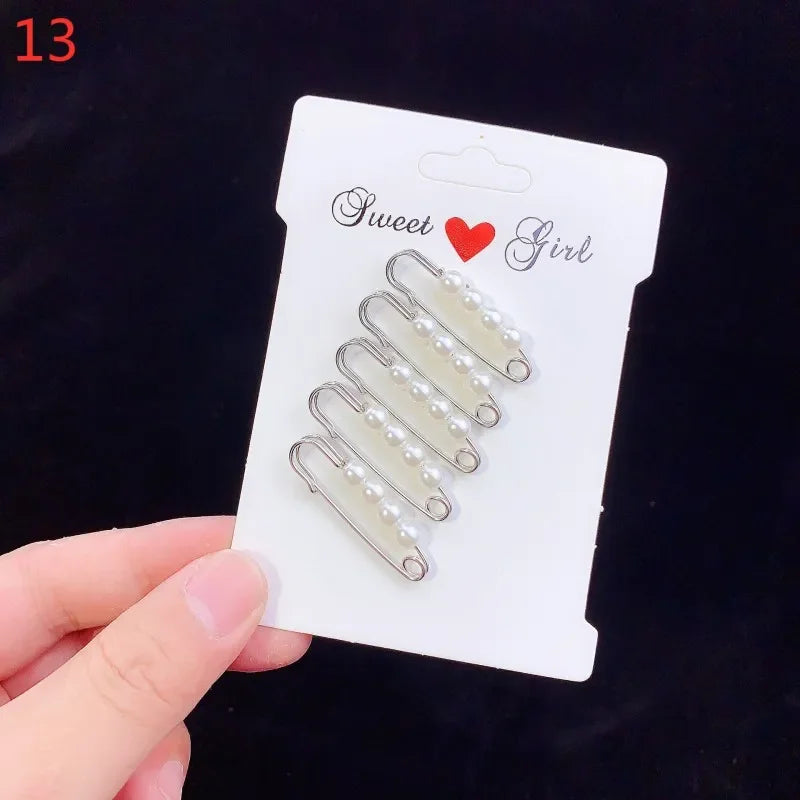 6PCS Brooch Set Big Beads Fashion Clothing Brooches for Women Pearl Lapel Pin Sweater Dress Brooch Pins Badge Buckle Accessories