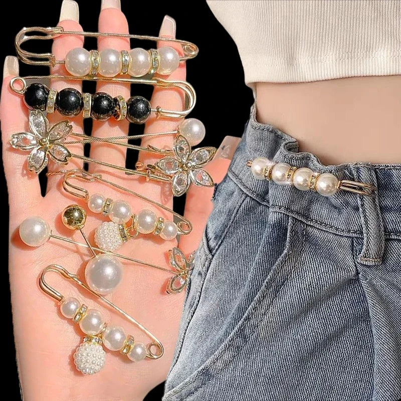 6PCS Brooch Set Big Beads Fashion Clothing Brooches for Women Pearl Lapel Pin Sweater Dress Brooch Pins Badge Buckle Accessories