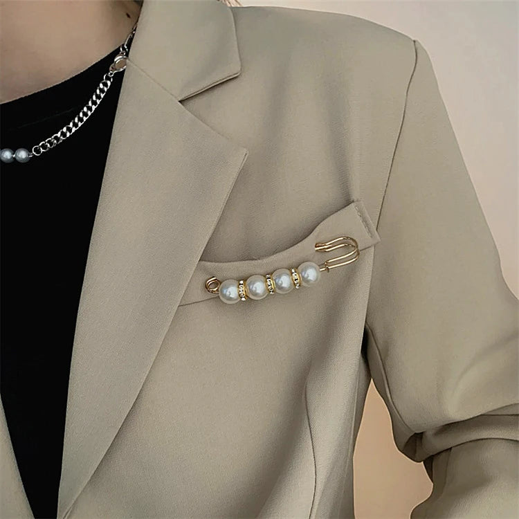 6PCS Brooch Set Big Beads Fashion Clothing Brooches for Women Pearl Lapel Pin Sweater Dress Brooch Pins Badge Buckle Accessories