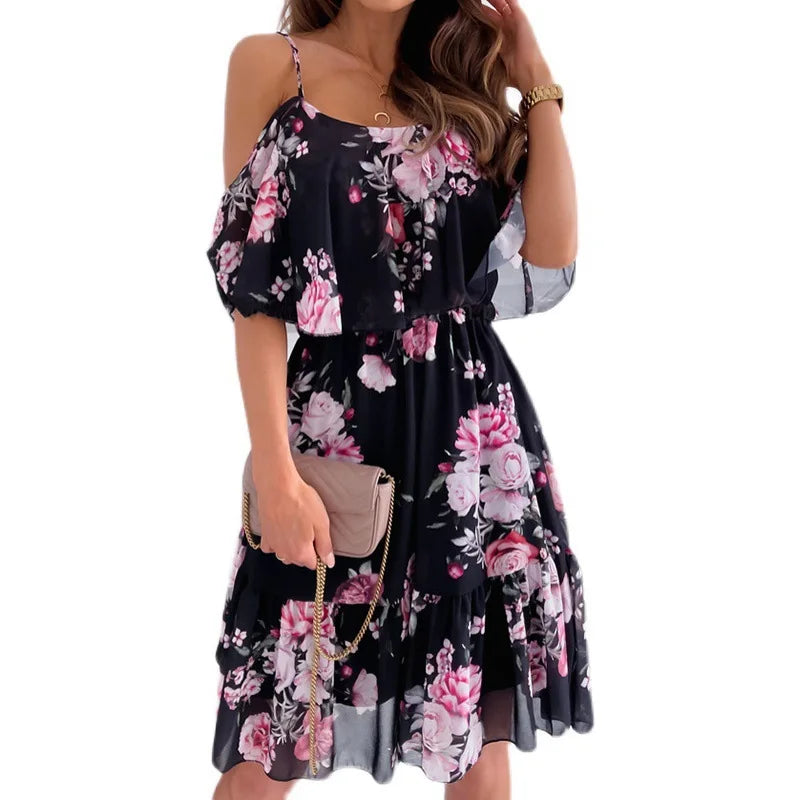 Slip Maternity Dress Women Summer Floral Thin Chiffon knee-Length Dresses Pregnancy Female Belly Pregnant Beach Dress