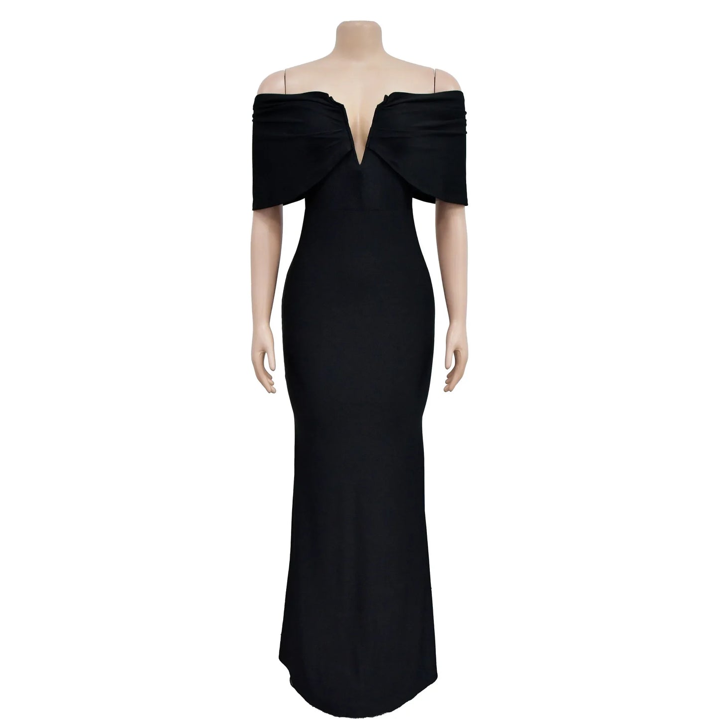 Women V-neck Off The Shoulder Elegant Party Dresses Woman Sleeveless Bodycon Maxi Dress Evening Vestidos Sexy Long Dresses HW198