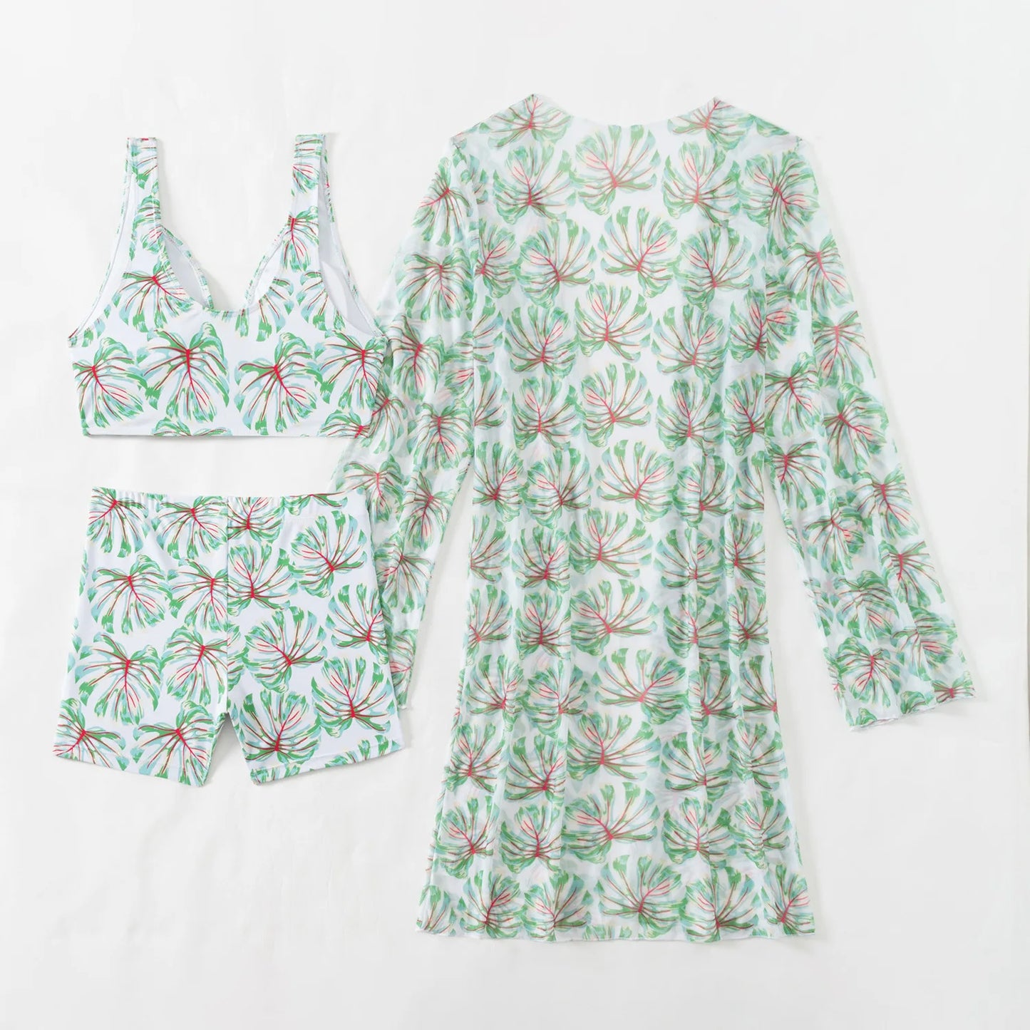 Summer Print Swimsuits Tankini Sets Female Swimwear Push Up For Beach Wear Three-Piece Bathing Suits Pool Women's Swimming Suit