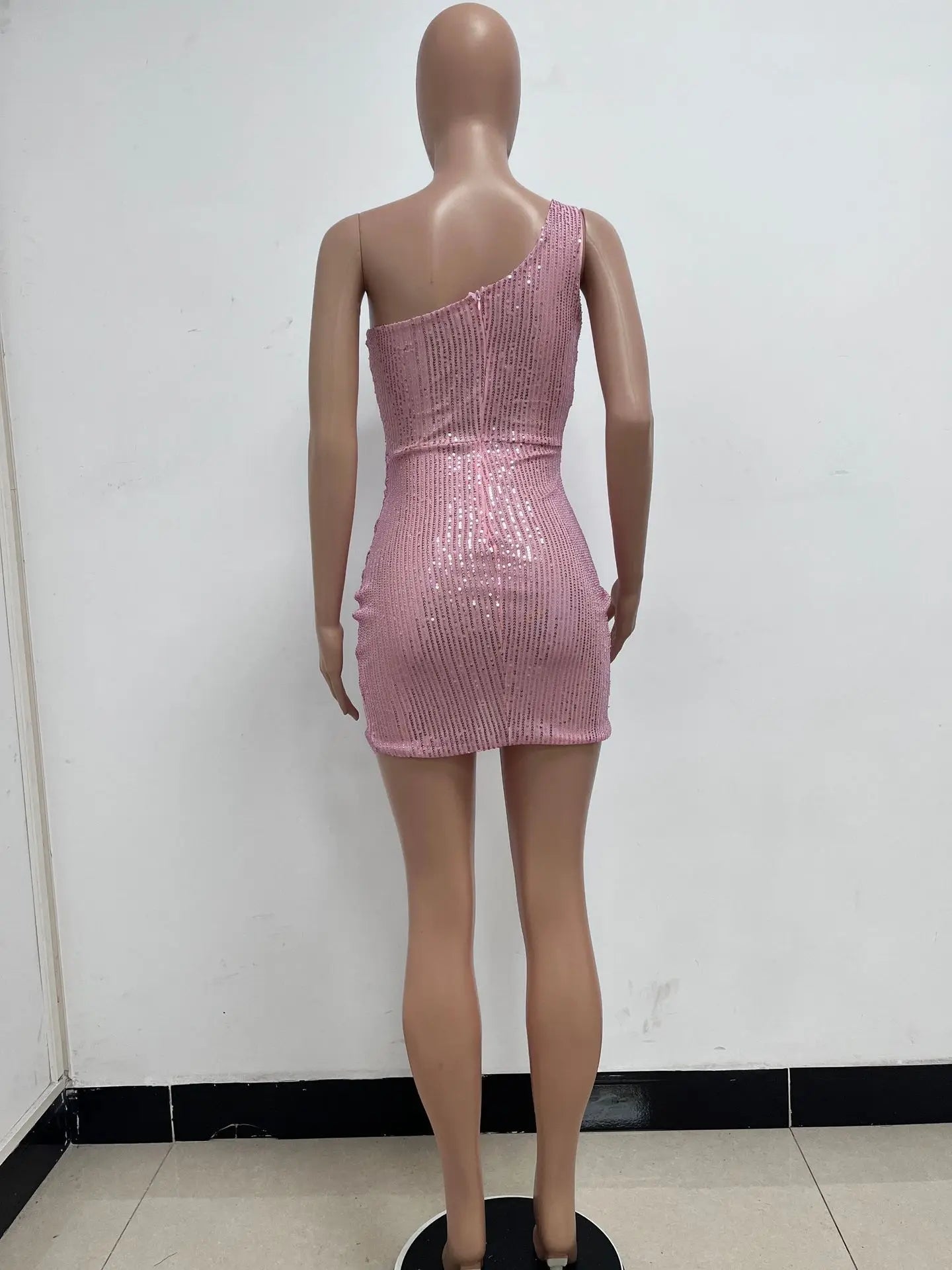 sexy women's dress summer pleat one shoulder sequin birthday evening dresses woman elegant party dresses cocktail prom dress X99