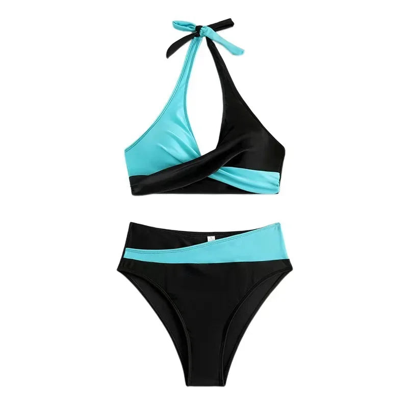 Sexy Cross Chest Strap Bikini New Soft Bag Shoulder Women's Swimming Suit Beach Fashion Color Block Summer Swimwear