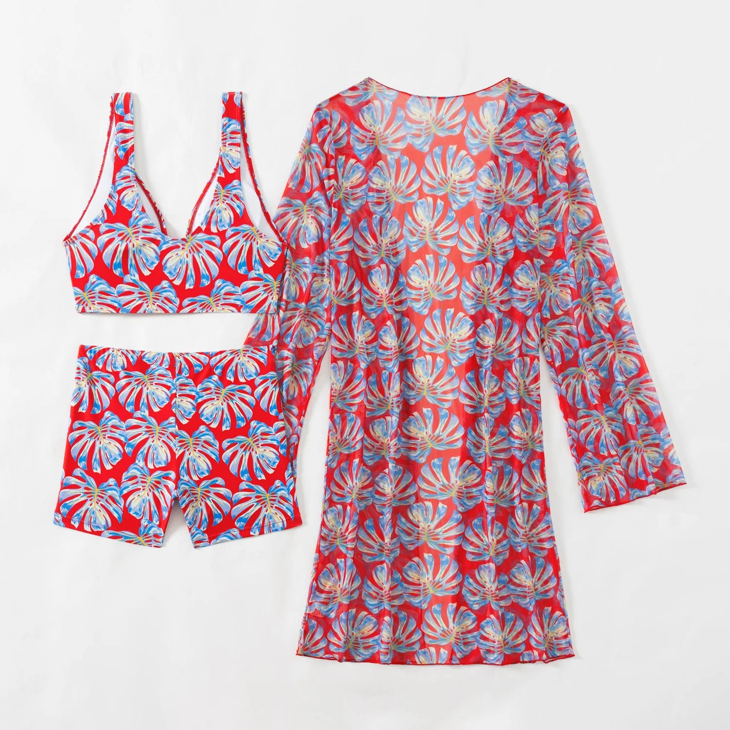 Summer Print Swimsuits Tankini Sets Female Swimwear Push Up For Beach Wear Three-Piece Bathing Suits Pool Women's Swimming Suit