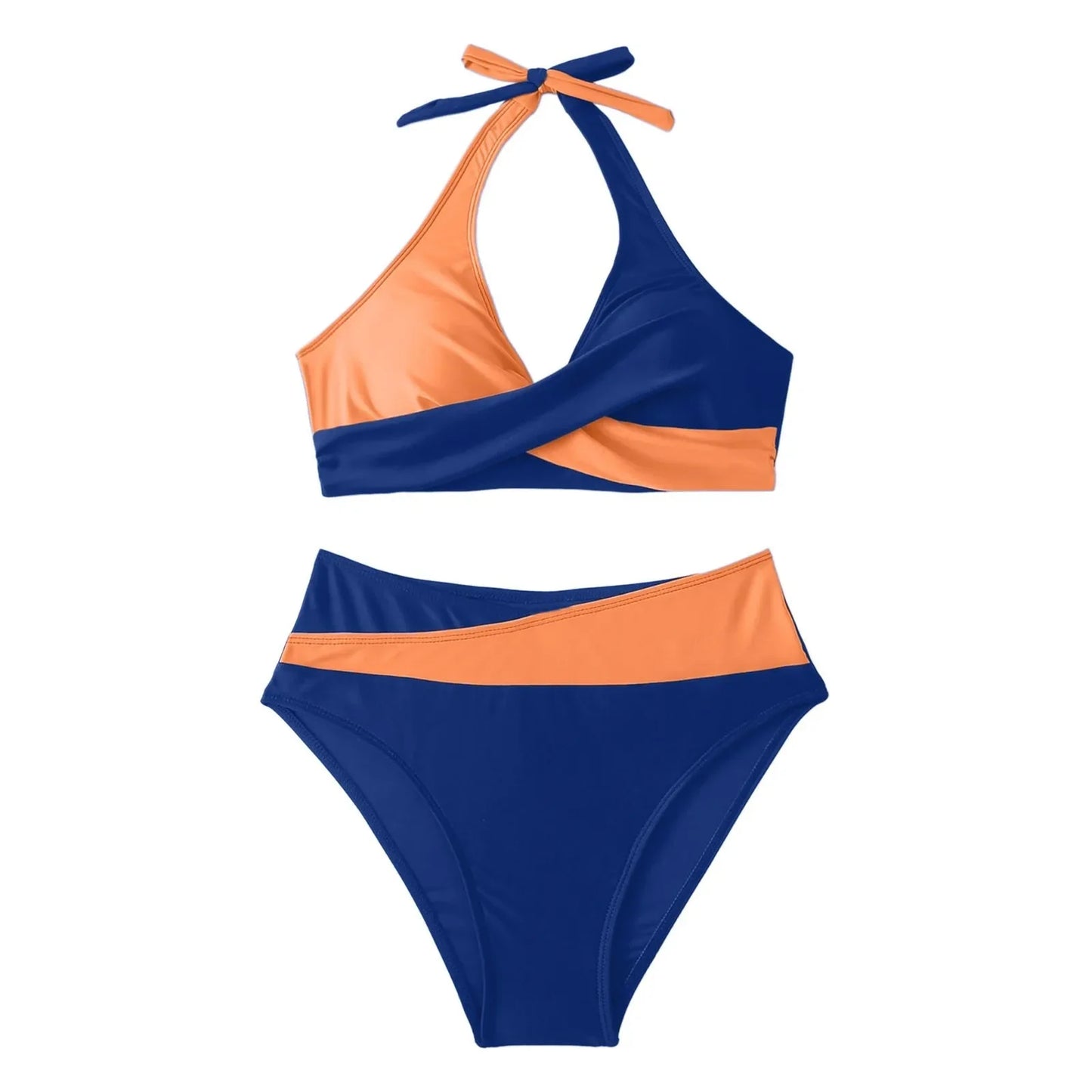 Sexy Cross Chest Strap Bikini New Soft Bag Shoulder Women's Swimming Suit Beach Fashion Color Block Summer Swimwear