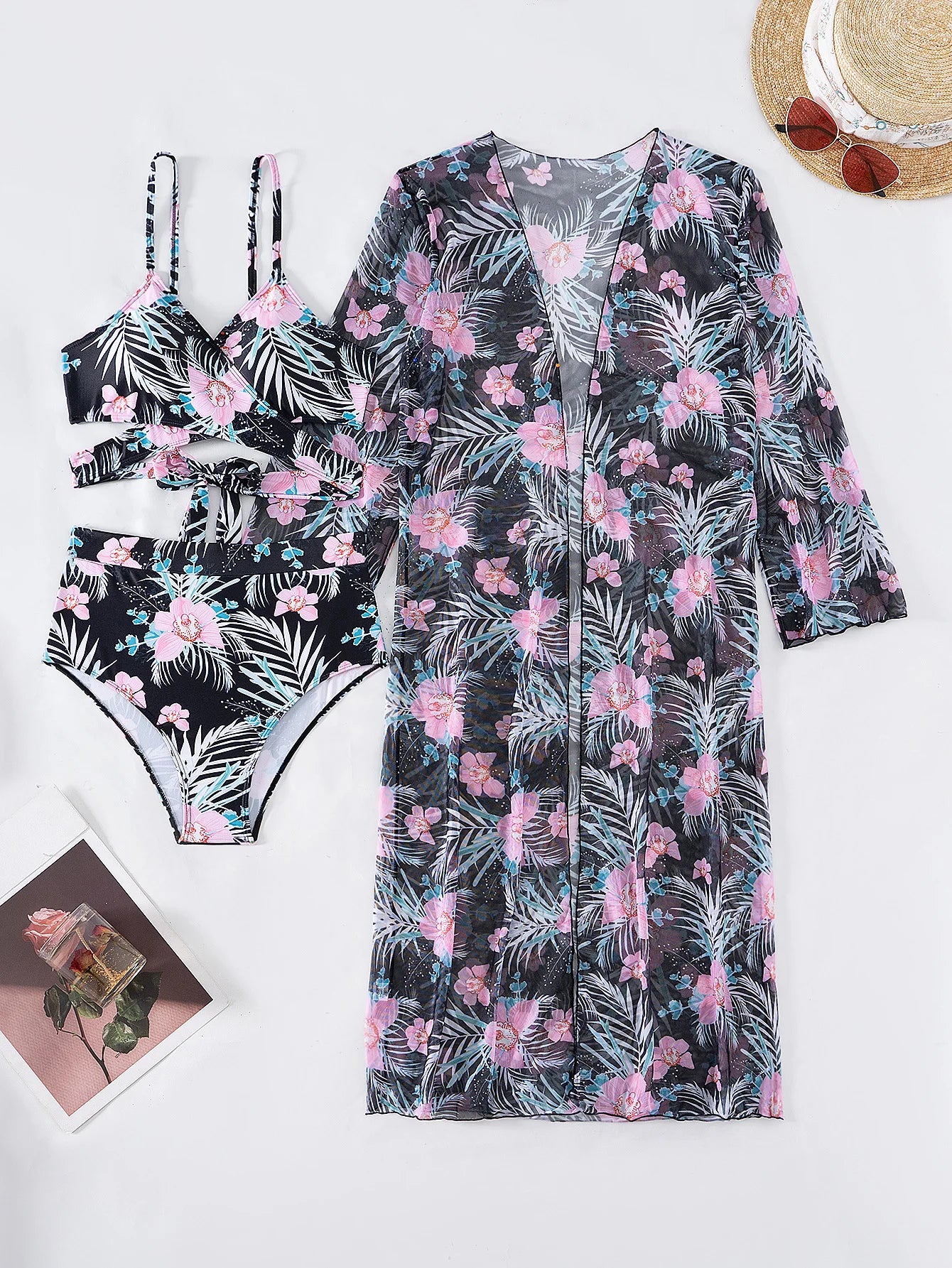 Summer Print Swimsuits 2025 Female Swimwear Push Up For Beach Wear Three-Piece Bathing Suits Pool Bather Women's Swimming Suit