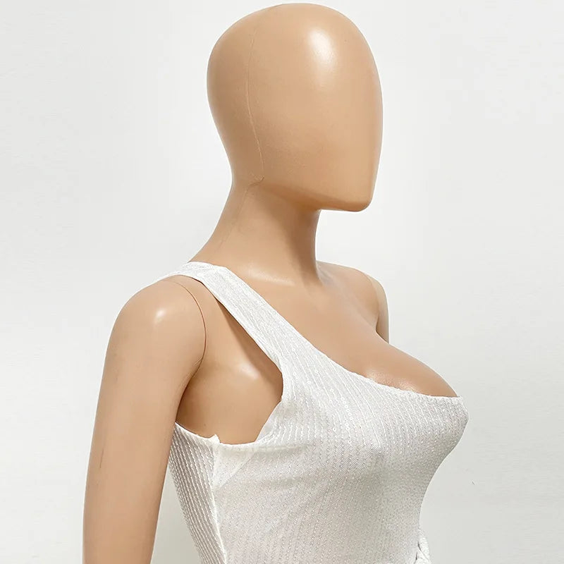 sexy women's dress summer pleat one shoulder sequin birthday evening dresses woman elegant party dresses cocktail prom dress X99