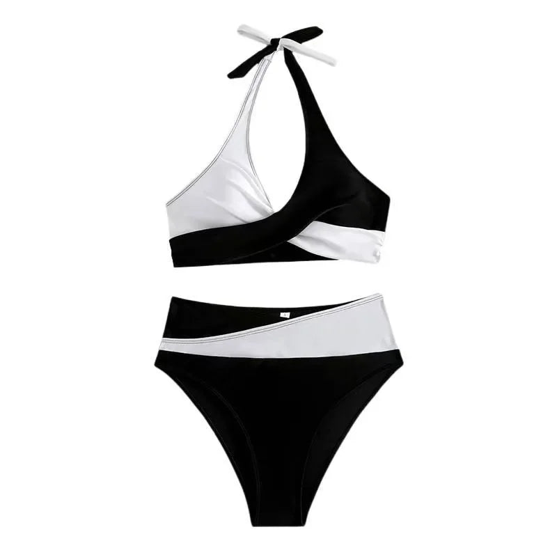 Sexy Cross Chest Strap Bikini New Soft Bag Shoulder Women's Swimming Suit Beach Fashion Color Block Summer Swimwear