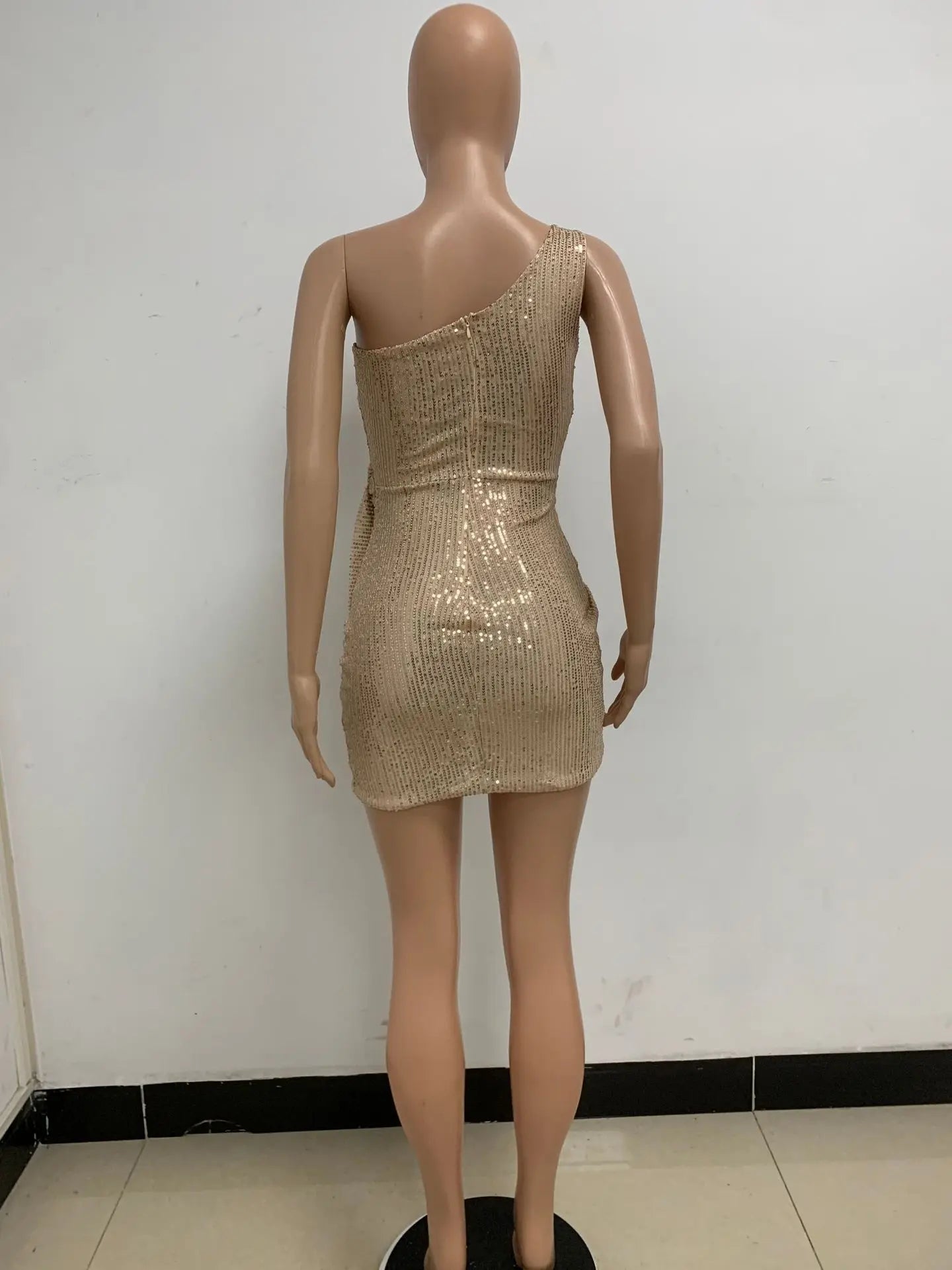 sexy women's dress summer pleat one shoulder sequin birthday evening dresses woman elegant party dresses cocktail prom dress X99